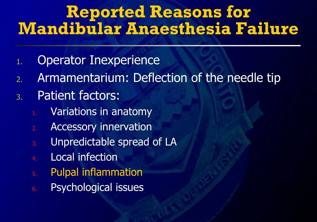 Causes of mandibular anaesthesia failure